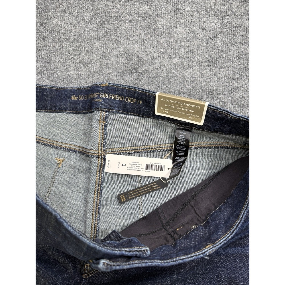 So Slimming By Chico's Women's Dark Wash Girlfriend Crop Blue Jeans Size 3 (XL) - Picture 8 of 13